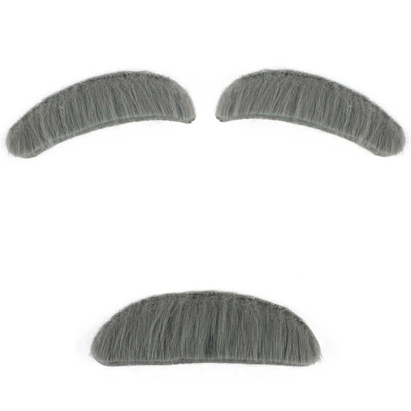 Skeleteen Old Man Eyebrow and Mustache - Old Man Bushy Stick On Fake Grey Eyebrows and Moustache Set Kit for Men, Women and Children - Image 2